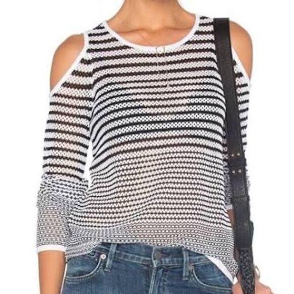 Rag & Bone Quinn Striped Knit Cold Shoulder Sweater - Picture 1 of 8